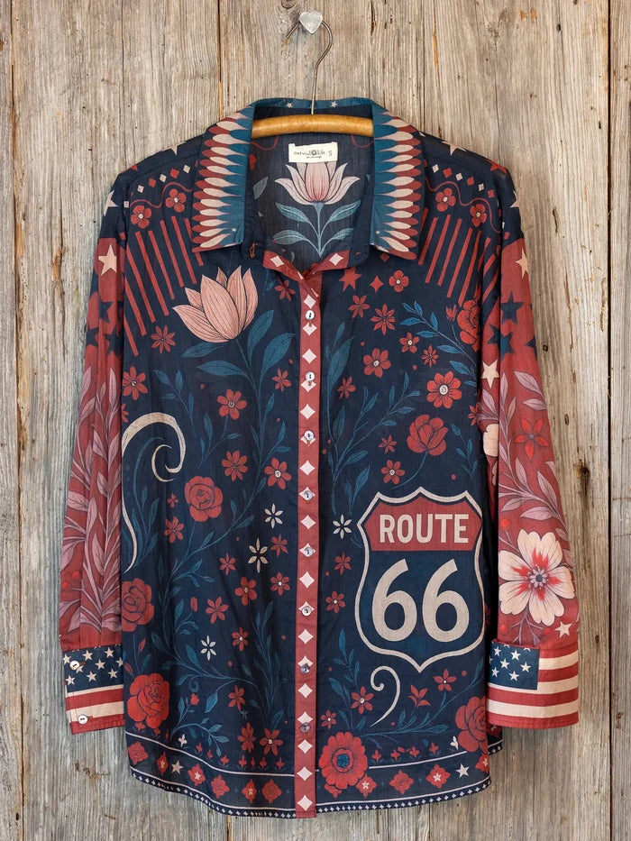 Barcelona Cotton Button Down - American Flag-view 7