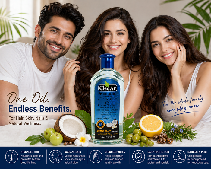 Chear Coconut Oil 200ml | Multi-Oil Hair Growth & Skin Nourishment | Amla, Castor, Rosemary, Olive, Lemon, Henna & Vitamin E Blen