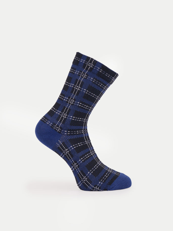 Cosmic Crew Socks | Cobalt Plaid Check-Image 2