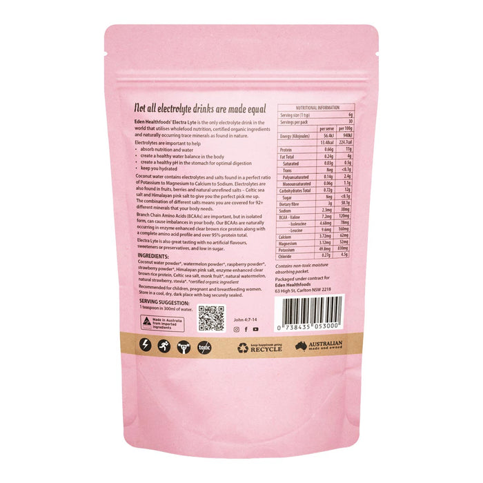 Pink package with nutritional information and branding on a white background.