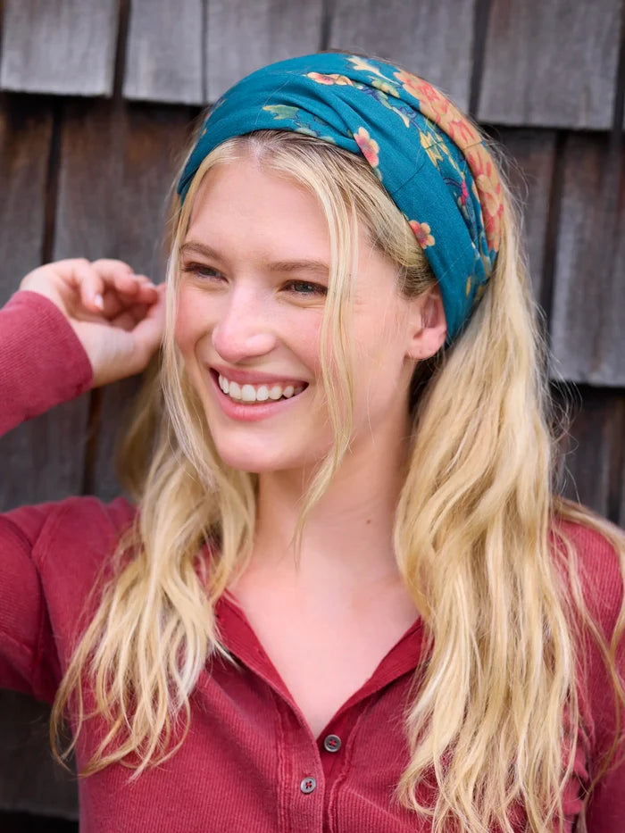 Full Boho Bandeau® Headband - Teal Orange Clusters-view 6