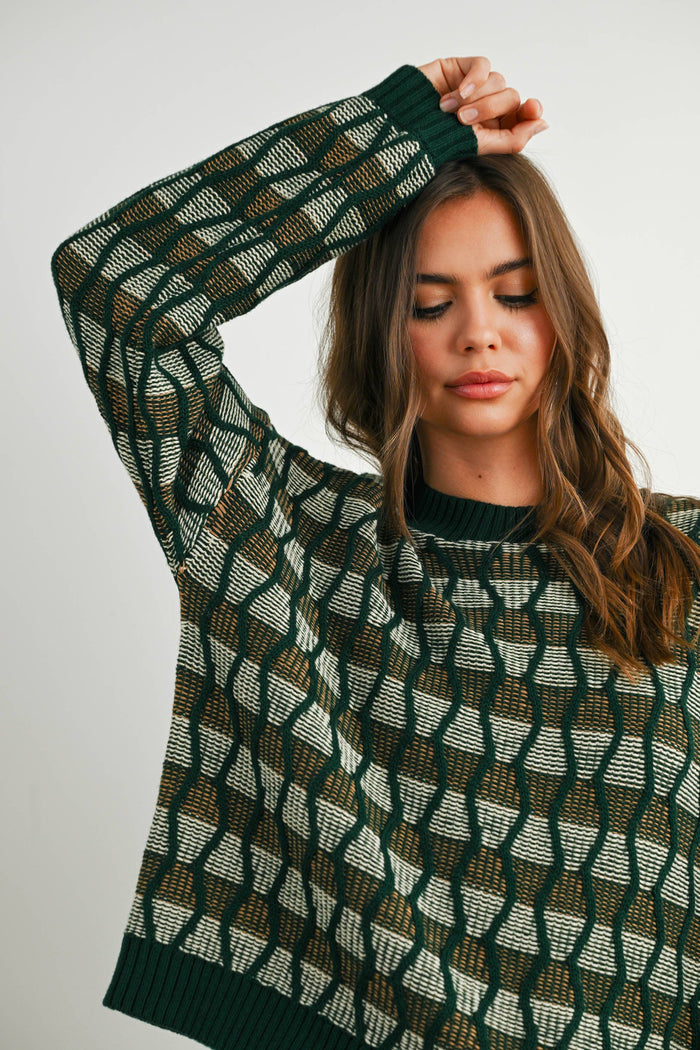 Geometric Crew Neck Top