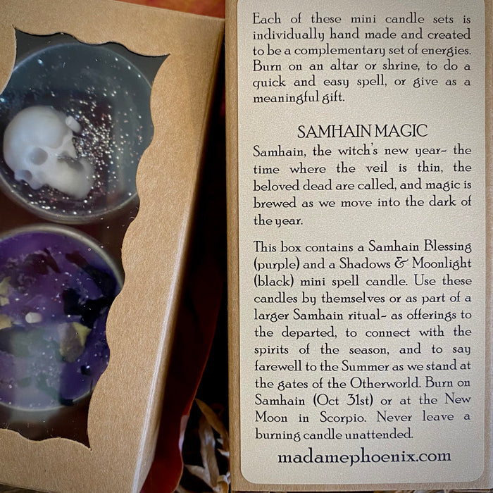 Samhain Blessings Spell Sets mini tea light magic duo