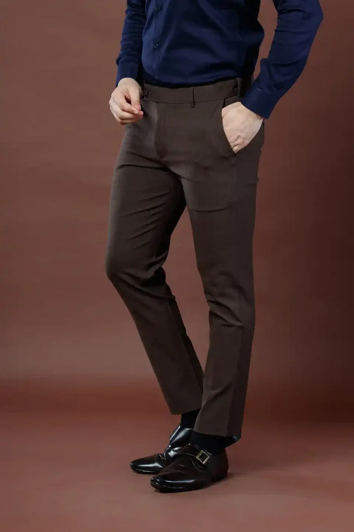 Men’s premium Maple Brown Double Lining Flexiwaist Pants- Side view