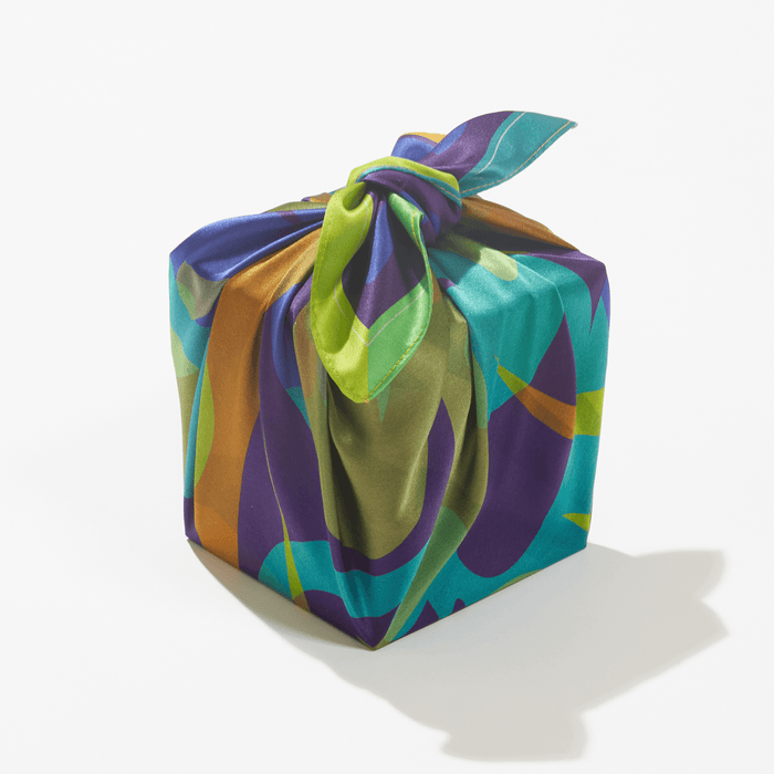 Wrappr Blue & Green / Small (18") / Mulberry Silk Patient Shadow | 18" Mulberry Silk Furoshiki Wrap by Essery Waller