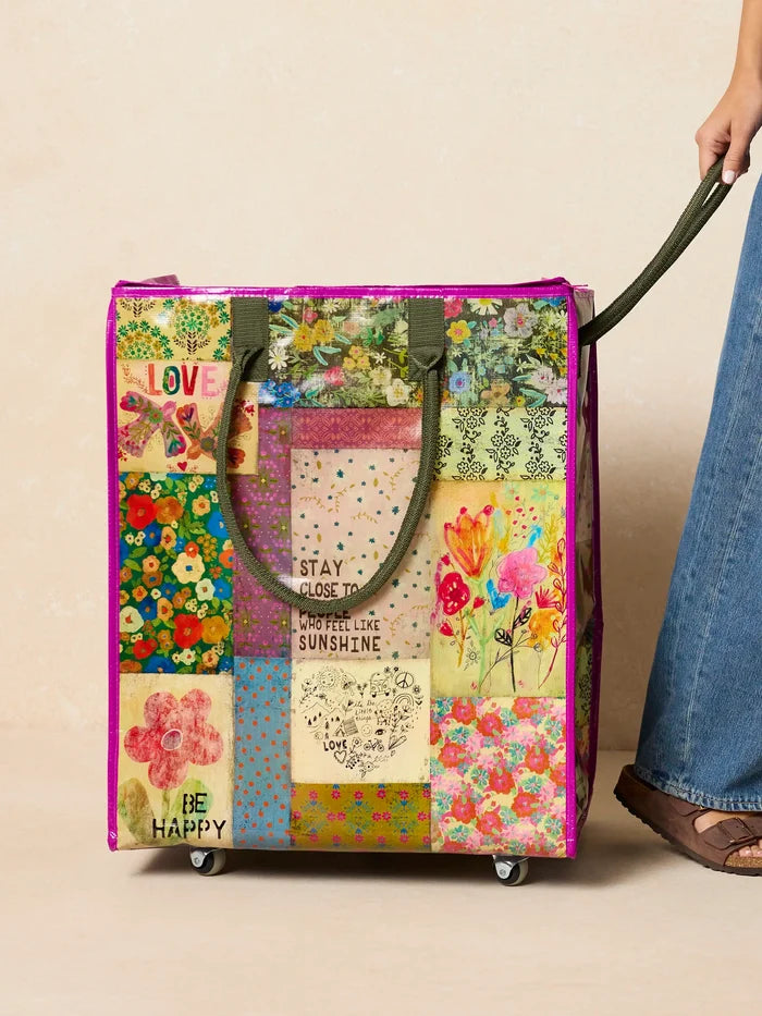 Rolling Tote Bag - Patchwork Chirps-view 5