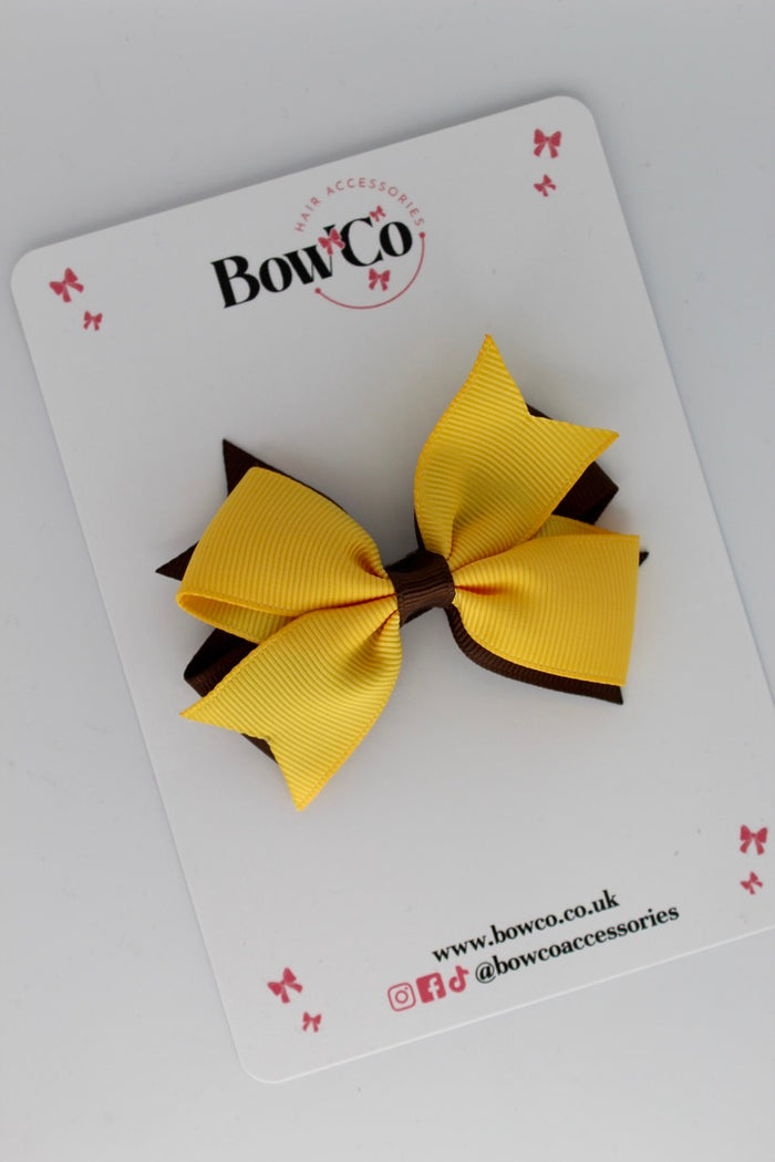 School Bow Burgundy and Blue Topaz - Layer Tail Bow - Clip