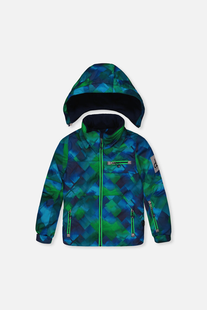Two Piece Play Snowsuit Blue And Green Checkered Print With Navy Pants-4