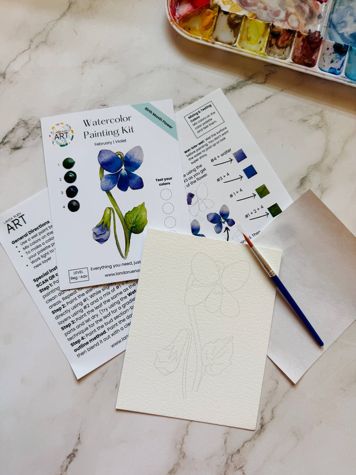 Violet Watercolor Kit | February Birth Month Flower
