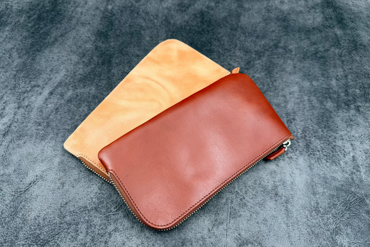 SECONDS Leather Slip-N-Zip 4 Slots Zippered Pen Pouch - Multiple Colors - 2005