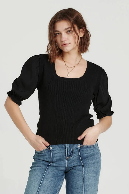 LENORE TOP BLACK square neckline top from Another Love Clothing