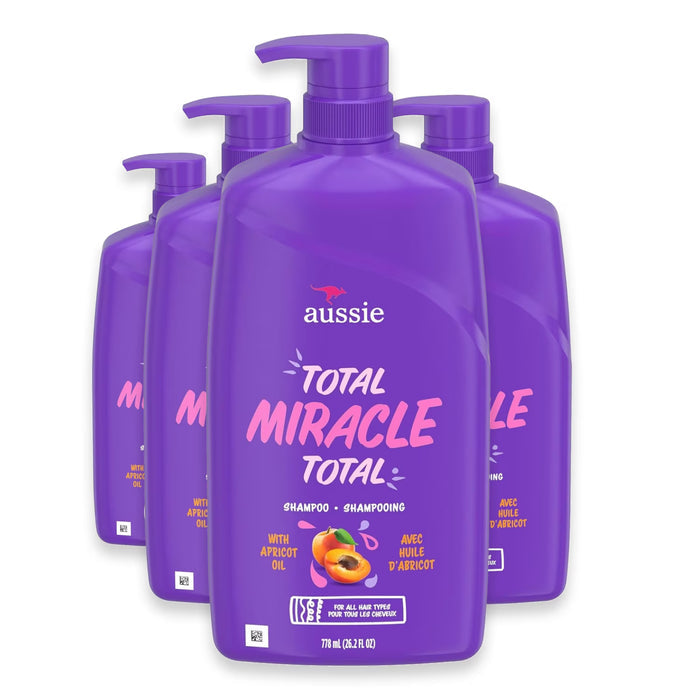 Aussie Total Miracle 7N1 Shampoo with Apricot and Australian Macadamia Oil - 26.2 oz - 4 Pack