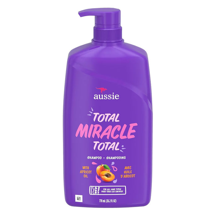 Aussie Total Miracle 7N1 Shampoo with Apricot and Australian Macadamia Oil - 26.2 oz - 4 Pack