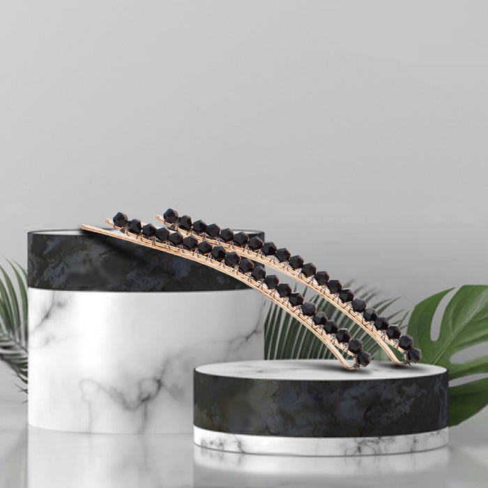 Black Crystal Pin  - Set of 2