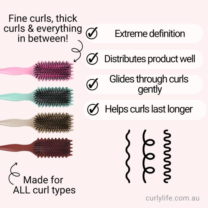 Curly hair brushes for fine, thick & all curl types — defines, detangles, and extends curl life gently.