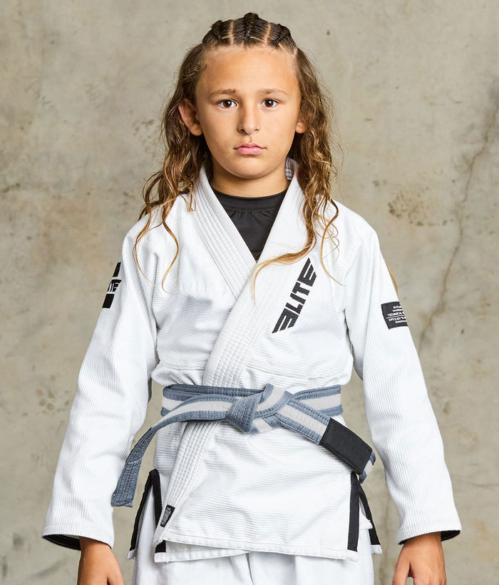 elite sports Brazilian jiu jitsu kids gray/white bjj belt