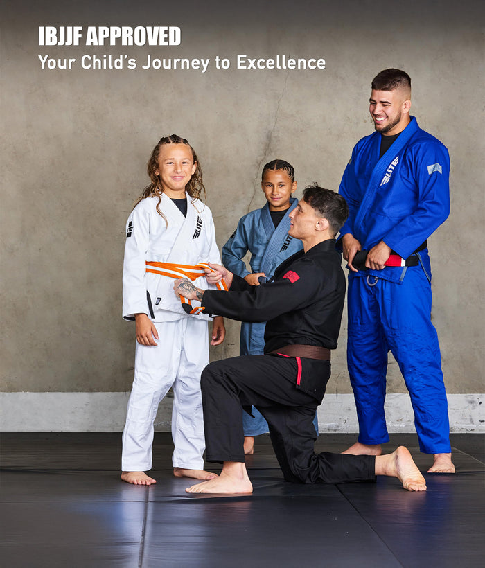 elite sports kids ibjjf approved orange/white bjj belt