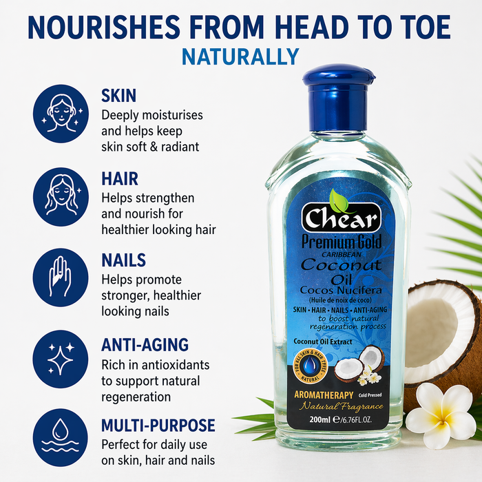 Chear Coconut Oil 200ml | Multi-Oil Hair Growth & Skin Nourishment | Amla, Castor, Rosemary, Olive, Lemon, Henna & Vitamin E Blen
