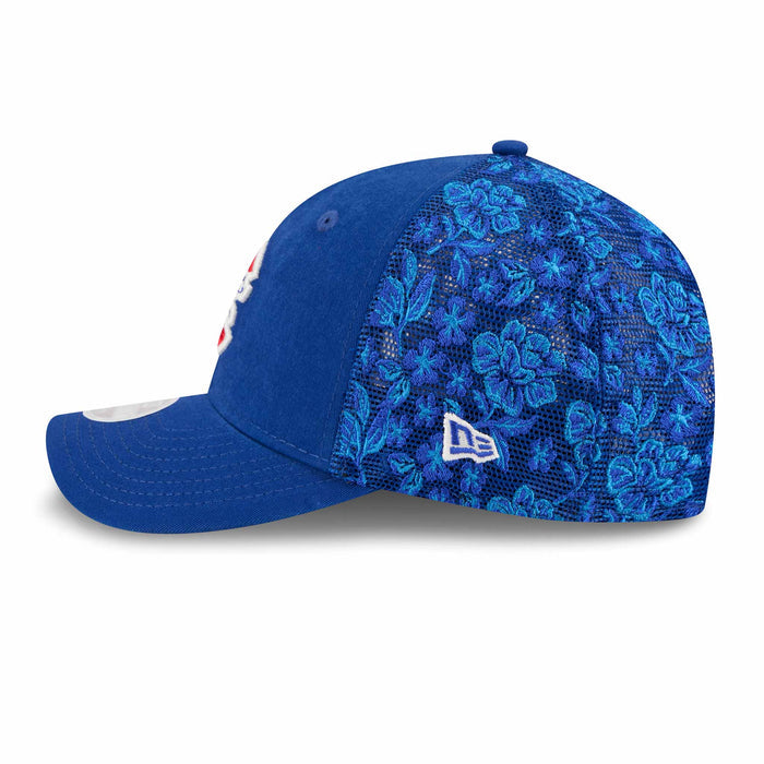 Chicago Cubs New Era Women's Navy Floral Mesh 9FORTY M Crown Adjustable Cap