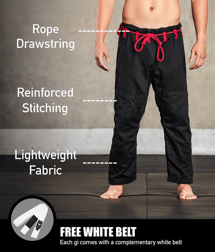 elitesports pack-of-3 core black mens bjj gi with free black belt