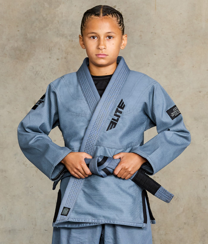 elite core gray brazilian jiu jitsu kids bjj gi