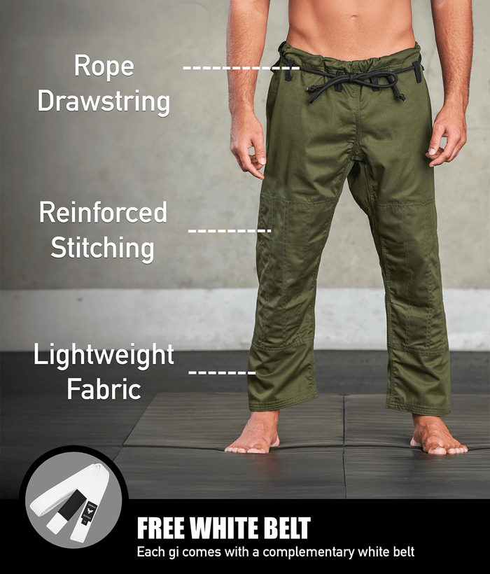 elite core green mens bjj gi with free green belt