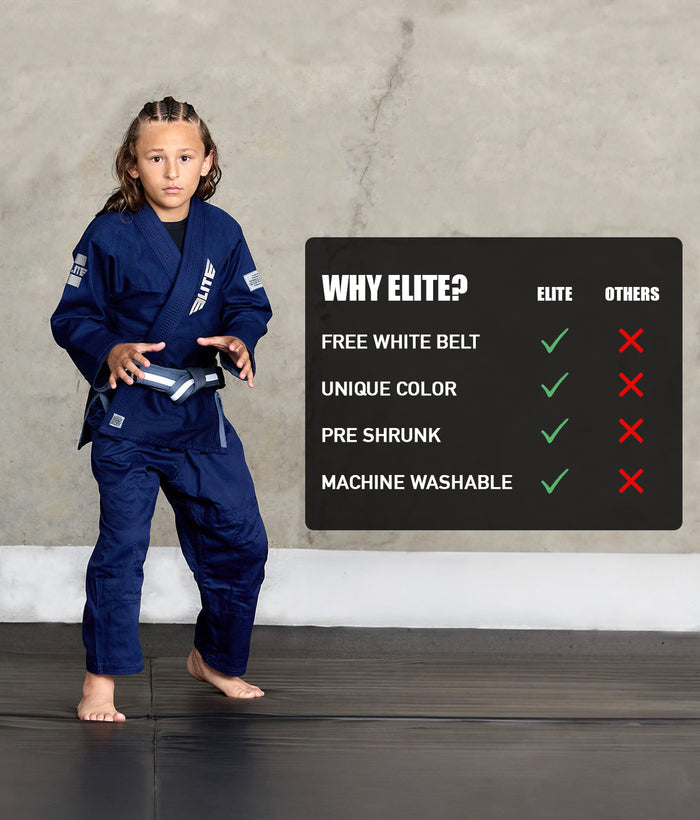 elite core navy children bjj uniform technical features