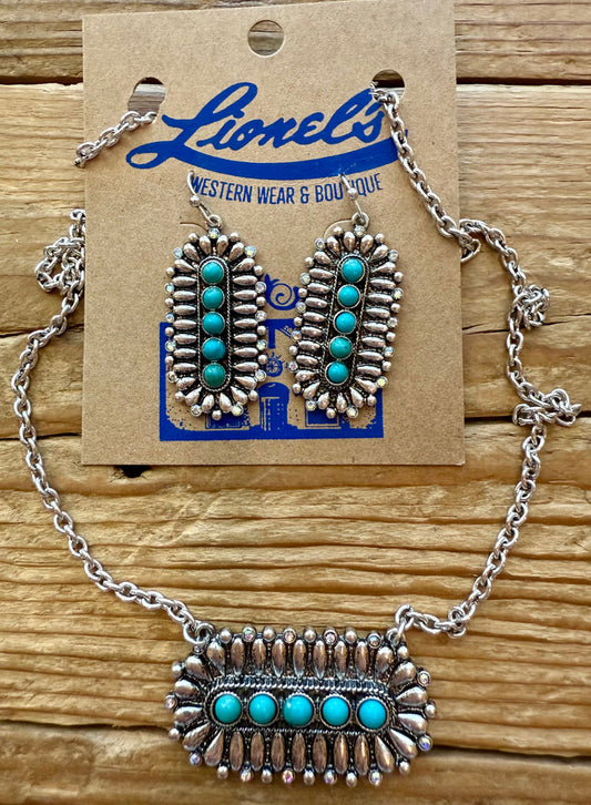 Fashion Turquoise Necklace & Earrings Set