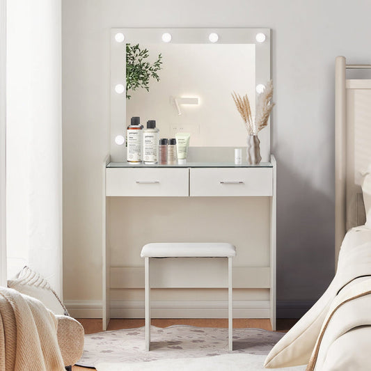 Hollywood Glass Tabletop Dressing Table Set