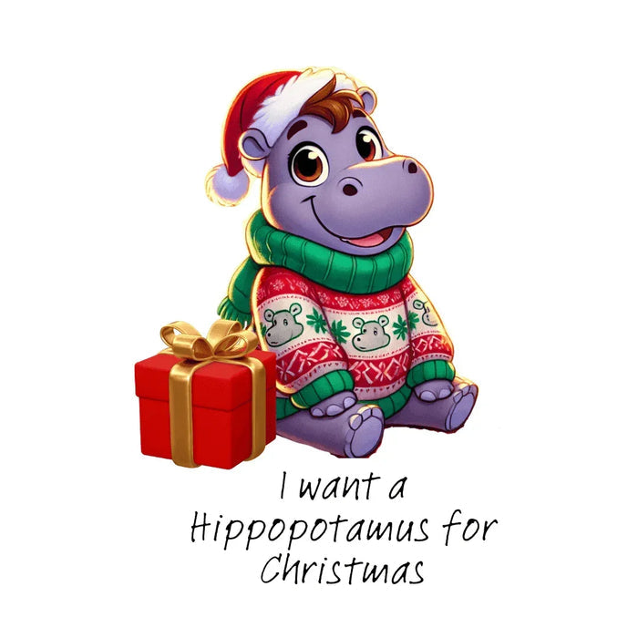 I Want a Hippopotamus for Christmas 🦛🎄 Girl Hippo - Youth Long Sleeve Tee! 🎁✨ - Whippie's