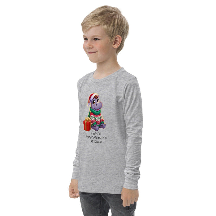 I Want a Hippopotamus for Christmas 🦛🎄 Girl Hippo - Youth Long Sleeve Tee! 🎁✨ - Whippie's