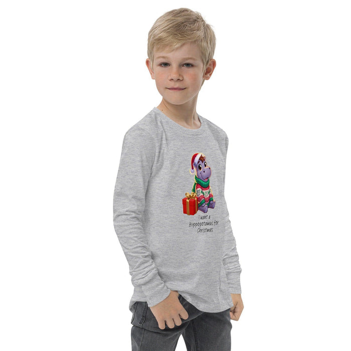 I Want a Hippopotamus for Christmas 🦛🎄 Girl Hippo - Youth Long Sleeve Tee! 🎁✨ - Whippie's