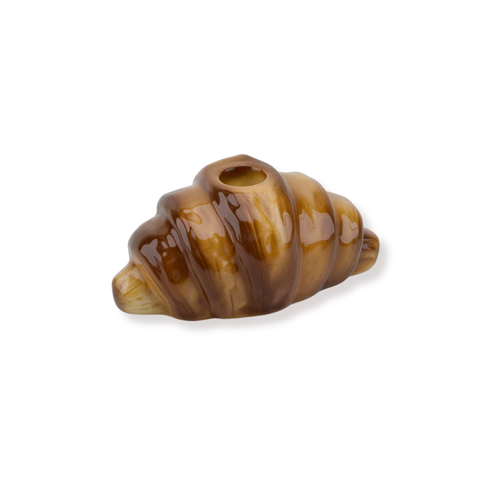 Kaarshouder -Croissant Kandelaar - Bruin - Dolomiet - 14,5x8,5x6,5cm