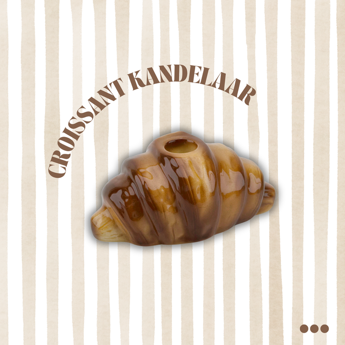 Kaarshouder -Croissant Kandelaar - Bruin - Dolomiet - 14,5x8,5x6,5cm