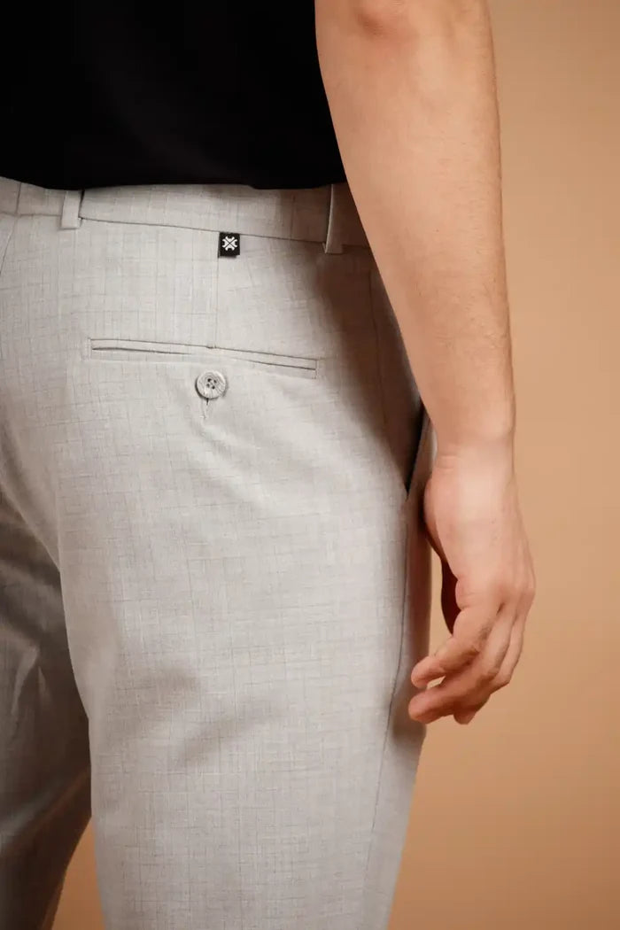 Men’s premium Light Grey Square Checks Flexiwaist Pant - Back view