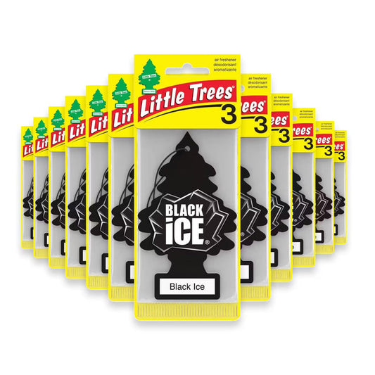 Little Trees Hanging Car Air Freshener, Black Ice – 3 Ct – 96 Pack