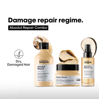 L’Oreal Professionnel Absolut Repair Shampoo 300ml, Hair Mask 250 gm & Hair Serum 90ml, Serie Expert