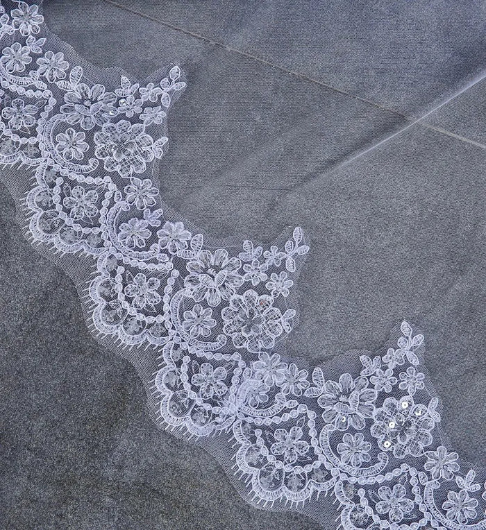 Wedding Veils - Lace Edge Cathedral Bridal Veil - Available in White and Ivory