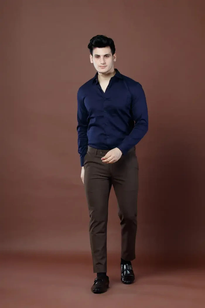 Men’s premium Maple Brown Double Lining Flexiwaist Pants- Front view