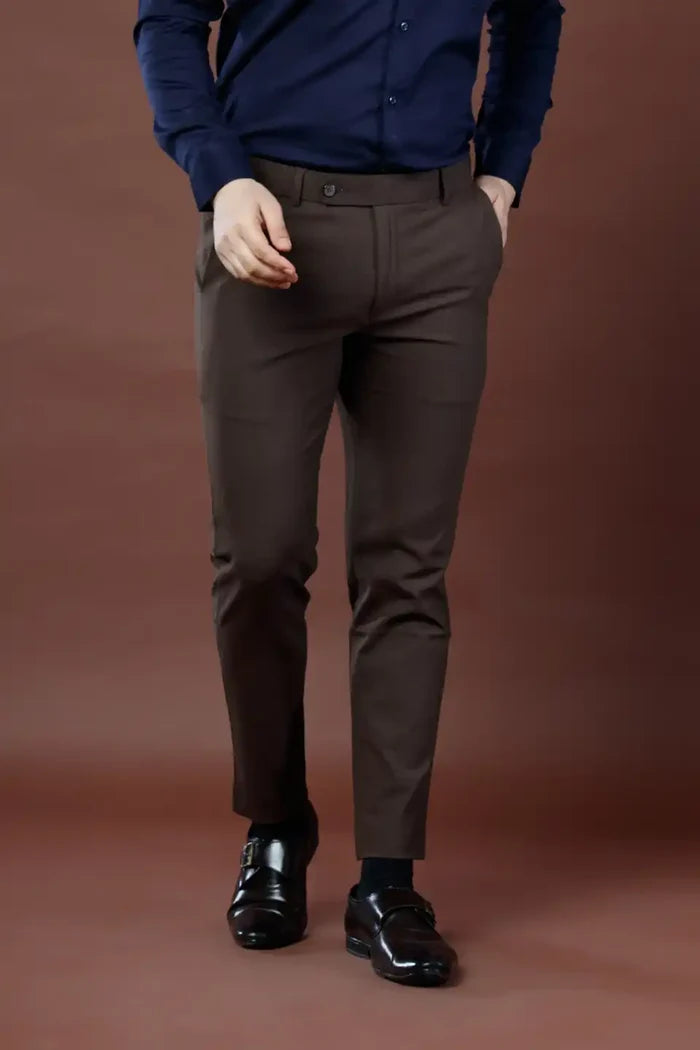 Men’s premium Maple Brown Double Lining Flexiwaist Pants- Front view