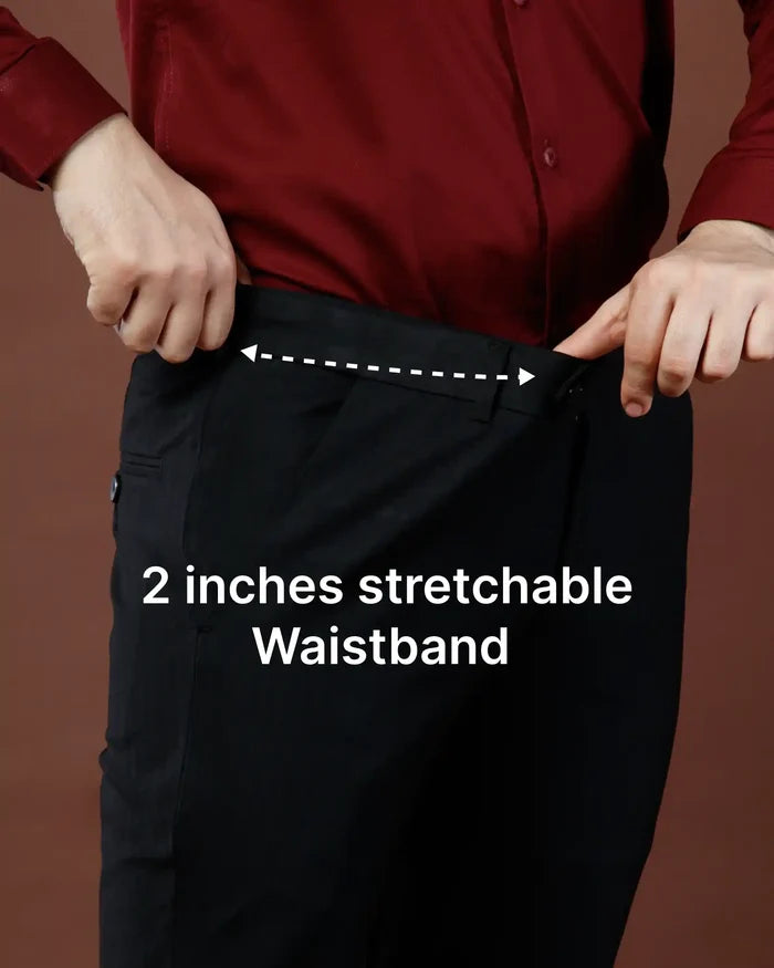 Men’s premium Midnight Black Double Lining Flexiwaist Pants- Side view