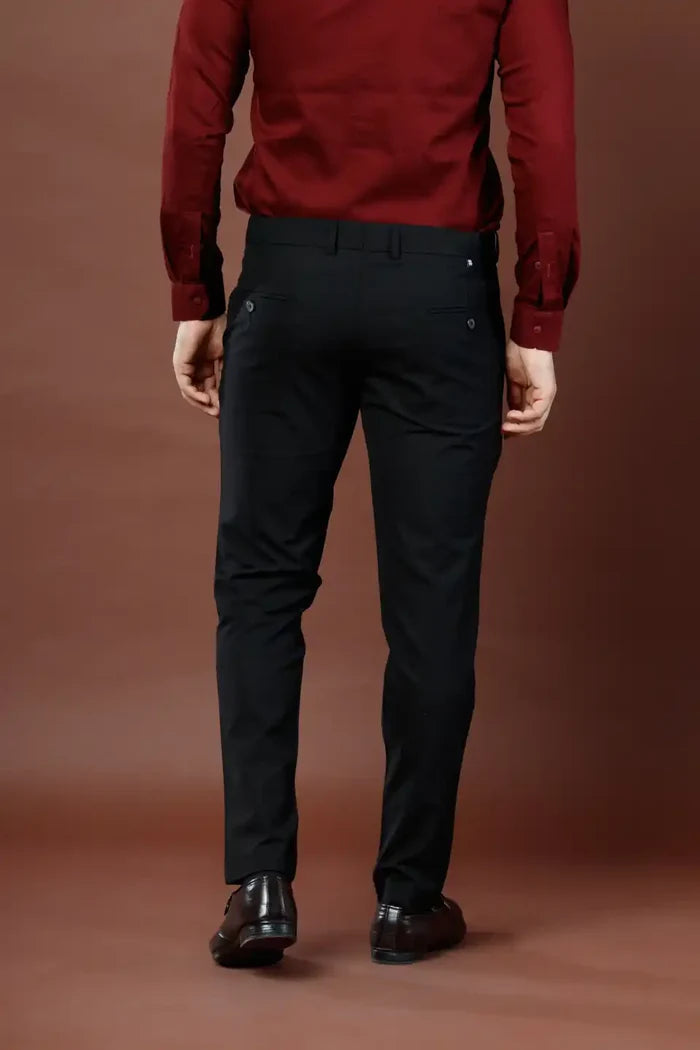Men’s premium Midnight Black Double Lining Flexiwaist Pants- Black view