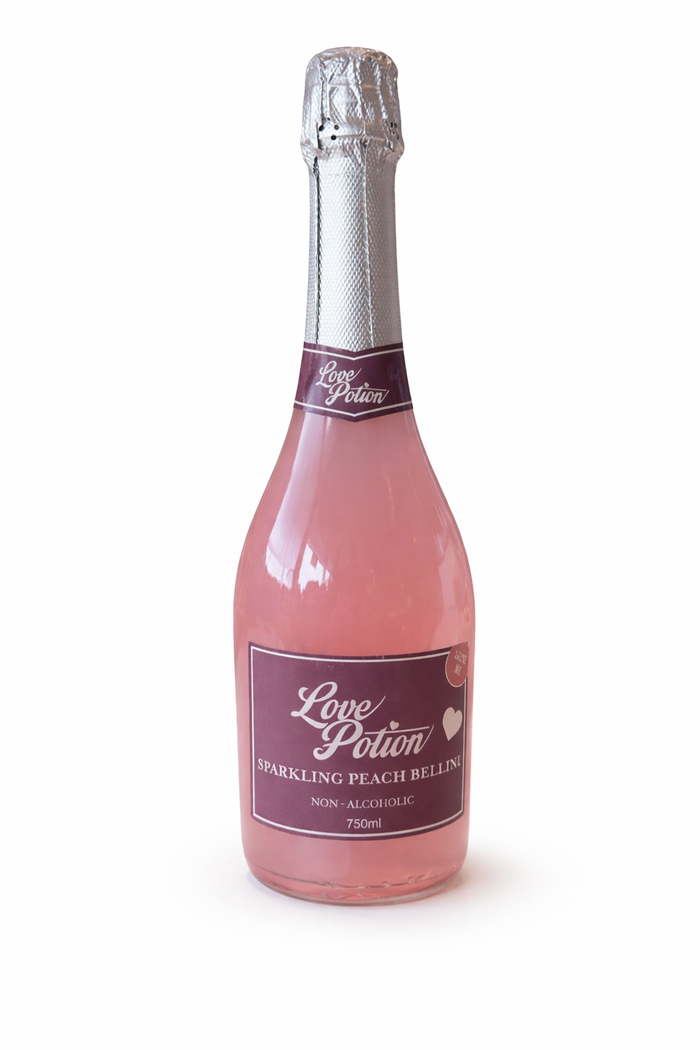 Non-Alcoholic Love Potion Peach Bellini & Sugared Almonds