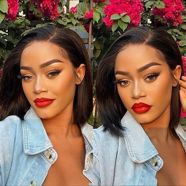 elegant beginner friendly straight bob wigs, 100% human hair 5x5 lace closure bob wigs