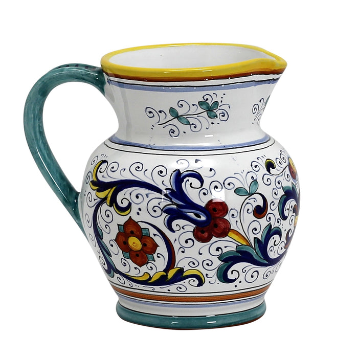 RICCO DERUTA DELUXE: Traditional Deruta Pitcher (1 Liter - 34 OZ. - 4 Cups)