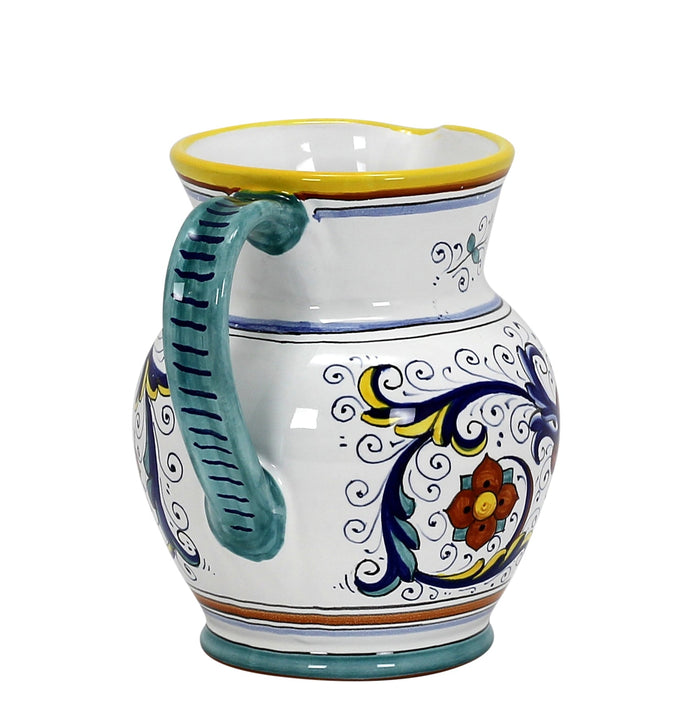 RICCO DERUTA DELUXE: Traditional Deruta Pitcher (1 Liter - 34 OZ. - 4 Cups)