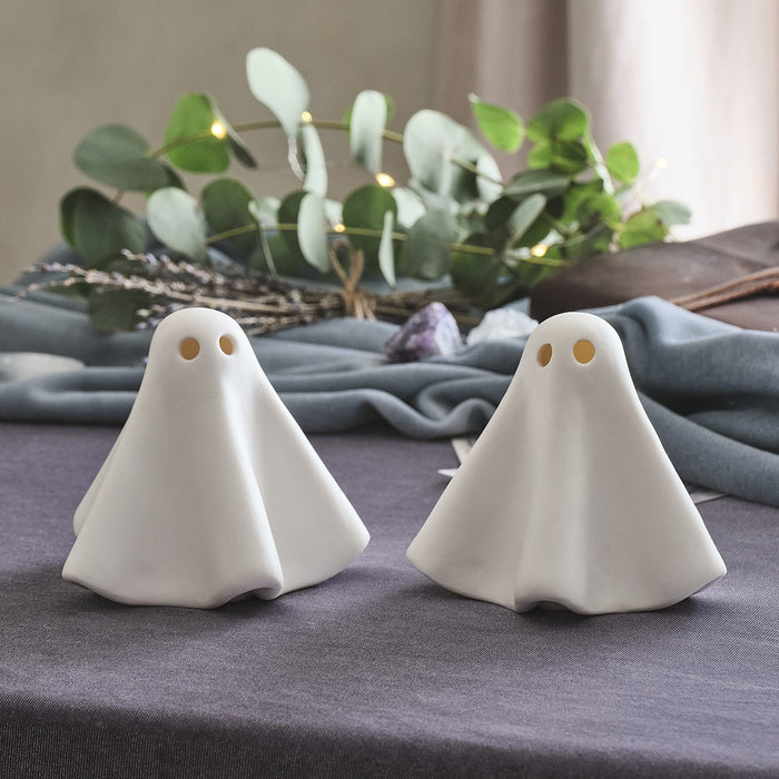 Set of 2 Gerald the Ghost Porcelain LED Halloween Decoration