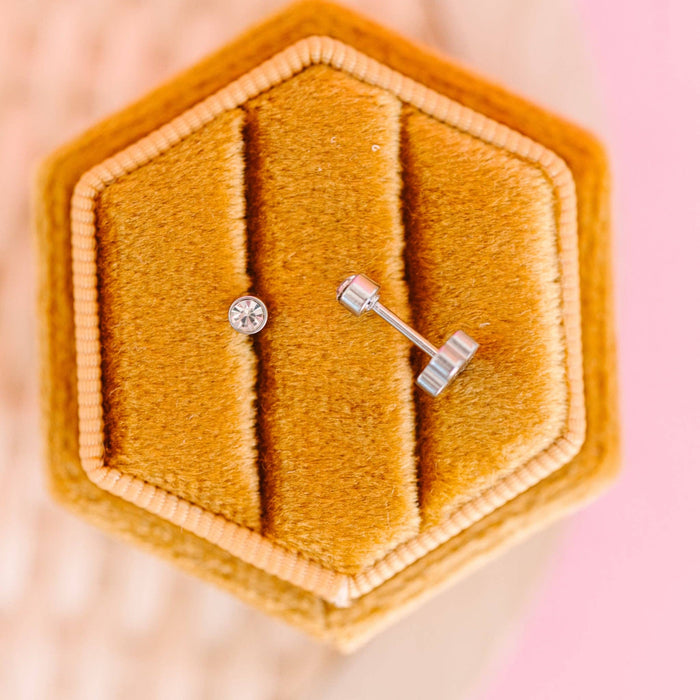Silver Tiny Diamond Earrings