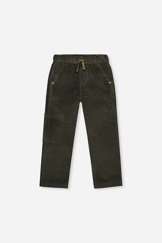 Stretch Corduroy Pants With Cargo Pocket Dark Grey-0