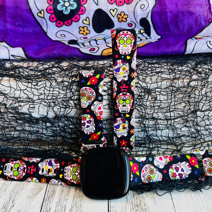 Sugar Skull Print Silicone Band For Fitbit Versa 3/4/Sense